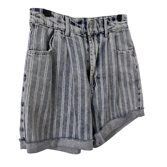 Free People We The Free Downtown High-Rise Striped Denim Cut-Off Shorts Size 27 - Picture 4 of 12